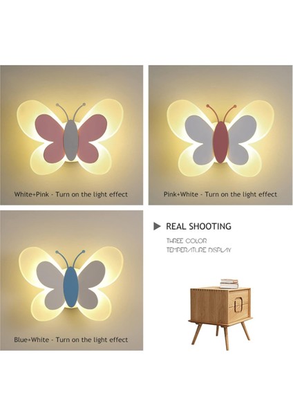 LED Kelebek Duvar Lambası 14W 85-265V Çocuk Yatak Odası Lambası Modern Kelebek Duvar Lambaları, Beyaz ve Mavi (Yurt Dışından) modelleri