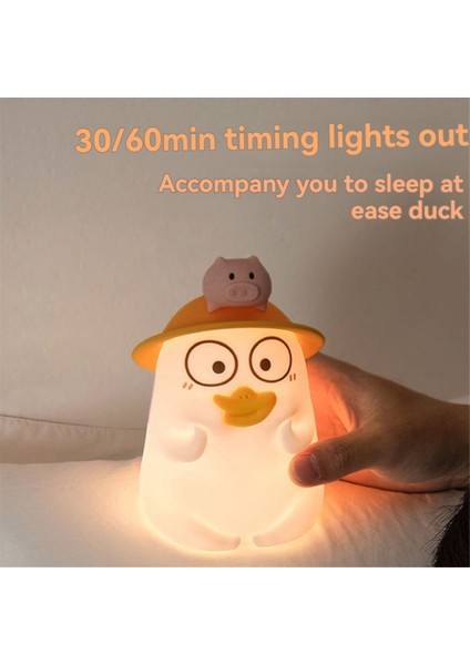 Ördek Pat Pat Lambası USB Sevimli Masaüstü Süs Silikon Lamba Yatak Başucu Gece Işığı Yatak Odası A (Yurt Dışından)