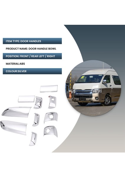 10PCS/SET Araba Abs Krom Kapı Kolu Kase Toyota Hiace 2005-2015 Araba Stili Için Çerçeve Kaplama Paneli Ekleme Paneli (Yurt Dışından) fırsatları