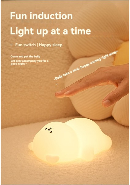 Silikon Yalan Yalan Düz Ayı LED Gece Işık Sevimli Hayvan Çocukları Gece Lambası Dokunma Kontrolü USB Şirket Için Şarj Edilebilir Lambalar (Yurt Dışından) modelleri