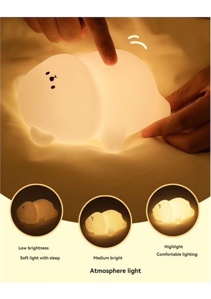 Silikon Yalan Yalan Düz Ayı LED Gece Işık Sevimli Hayvan Çocukları Gece Lambası Dokunma Kontrolü USB Şirket Için Şarj Edilebilir Lambalar (Yurt Dışından) fırsatları