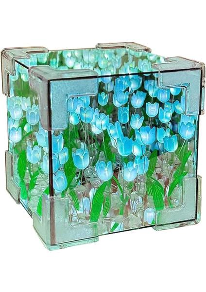 Dıy Lale Ayna Katı Gece Işık Odası Dekor Süsü El Yapımı Malzeme Paket Masa Dekorasyon Mavi (Yurt Dışından)