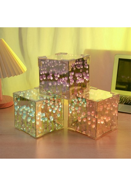 Dıy Lale Ayna Katı Gece Işık Odası Dekor Süsü El Yapımı Malzeme Paket Masa Dekorasyon Mavi (Yurt Dışından) modelleri