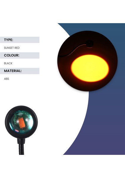 LED USB Sunset Lambası Gece Işığı Projektör Doğum Günü Partisi Dekorasyon Taşınabilir Ruh Hali Işık Yatak Odası Yaşam, Gün Batımı Kırmızı (Yurt Dışından) fırsatları