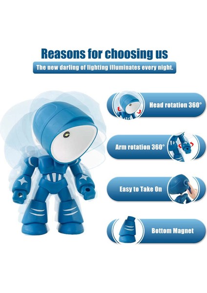 6pcs Gece Işığı Çocuklar Için Mini Robot LED Gece Kahraman Masa Lambası Erkek Kız Yatak Odası Ev Dekorasyonları (Yurt Dışından) indirimleri
