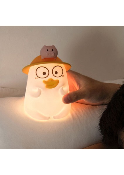 Ördek Pat Pat Lambası USB Sevimli Masaüstü Süs Silikon Lamba Yatak Başucu Yatak Odası Için Gece Işığı B (Yurt Dışından) fırsatları
