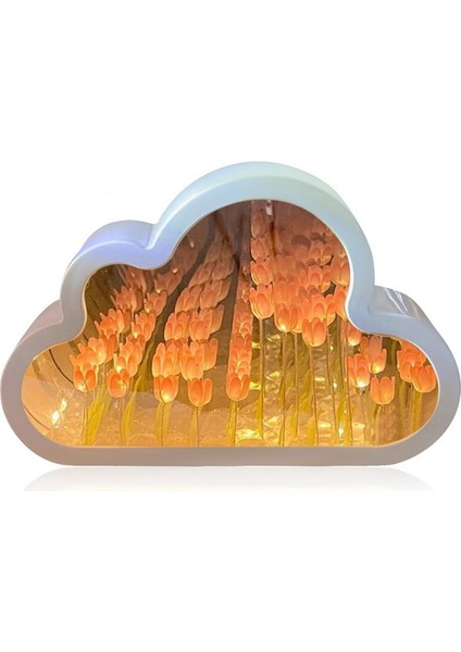 Bulut-Mirror Gece Işık El Yapımı Diy Lale Kız Oturma Odası Gece Işık Küçük Ayna Masaüstü Işık Yayan Süsler-A (Yurt Dışından) fırsatları