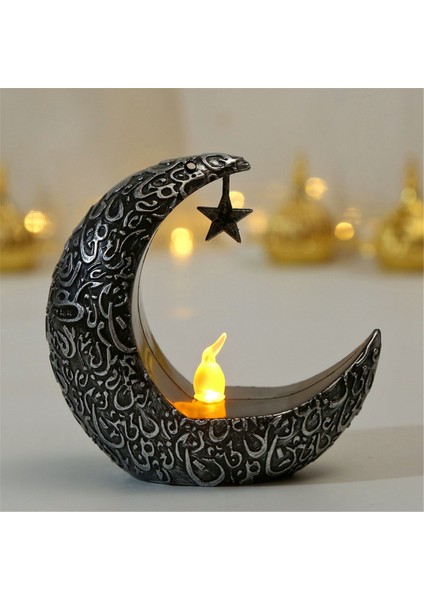 2pcs Ramazan Dekorasyonları Eid Süslemeleri Ramazan Kareem Masa Tabanı Ramazan Fenerleri (Siyah+Gümüş) (Yurt Dışından) fiyatları
