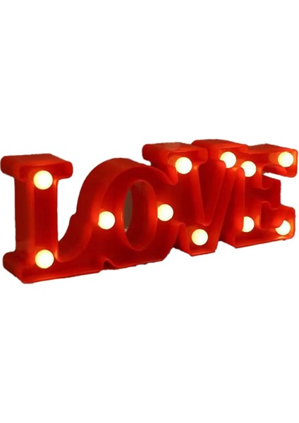 Aşk Mektubu Lambası Ingilizce Romantik Sürpriz Dekorasyon Modelleme Lamba Teklifi Sahne Düzeni Kırmızı (Yurt Dışından)
