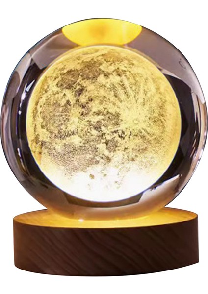 Sevgililer Günü Hediyesi Galaxy Kristal Top Lambası 3D Planet Moon Lamba USB LED Gece Işık, B (Yurt Dışından) indirimleri