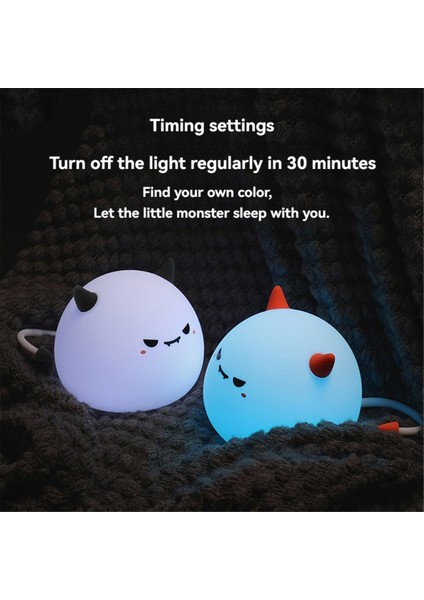 Sevimli Küçük Şeytan Canavar Lambası Yumuşak Aydınlatma Küçük Gece Işık Başucu Hafif Siyah (Yurt Dışından)