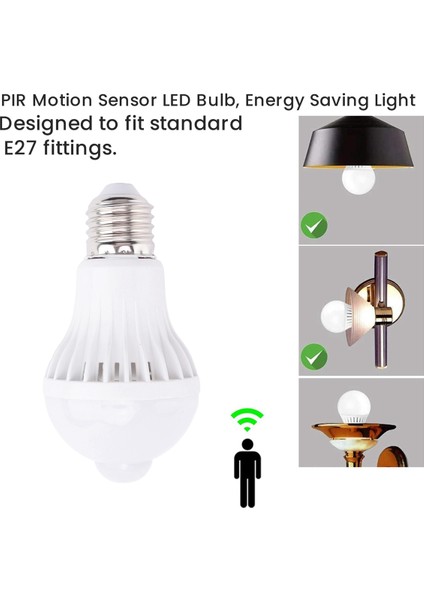 Hareket Sensörü Ampul Insan Vücudu Kızılötesi Indüksiyon LED Ampuller Sundurmalar Için Otomatik Olarak Aktive Edilmiş Işık (5W) (Yurt Dışından) indirimleri
