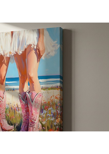 Pembe Kovboy Botları ve Deniz Manzarası Yağlıboya Tablosu indirimleri