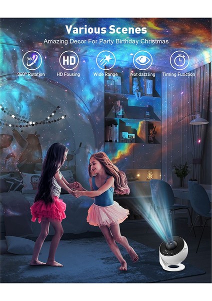 Starry Sky Projektör, Projektör Lambası, Yatak Odası Için Yıldızlı Gökyüzü, 12 Gezegen Diskleri, LED Starry Sky Projektör (Yurt Dışından) modelleri