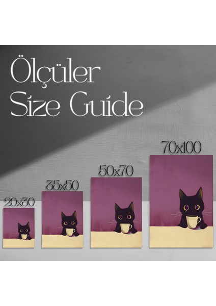 Minimalist Kedi İllüstrasyon Tablosu modelleri