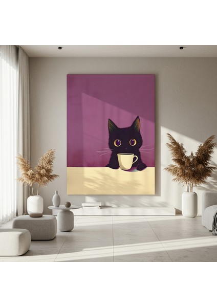 Minimalist Kedi İllüstrasyon Tablosu fırsatları
