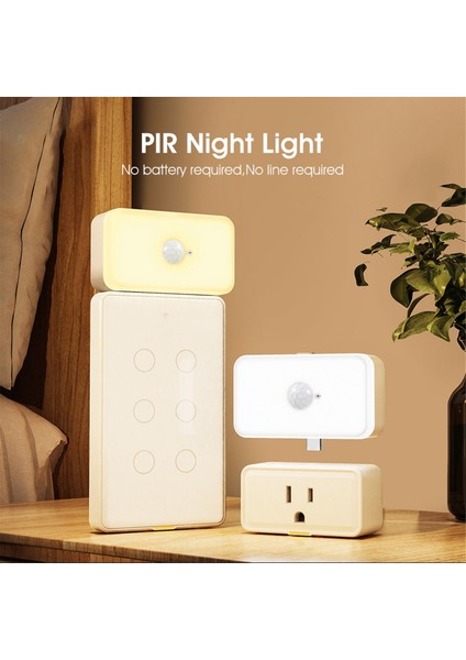 Pir Gece Işığı Akıllı Insan Vücut Sensörü Lambası Ev Koridoru Kabine Yatak Odası Tipik Eklenti LED Başucu Gece Işık-B (Yurt Dışından) modelleri