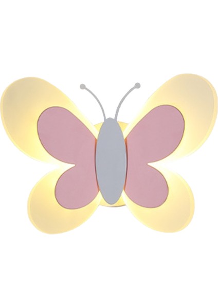 LED Kelebek Duvar Lambası 14W 85-265V Çocuk Yatak Odası Lambası Modern Kelebek Duvar Lambaları, Pembe Kanat ve Beyaz (Yurt Dışından)