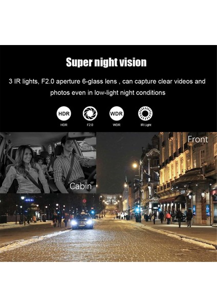 Çift Dash Cam Ön ve Içinde 1440P+1080P Araç Kara Kutu Dash Kamera 3 Inç IPS Kamera Kayıt Noktası Gece Görüşü (Yurt Dışından) indirimleri