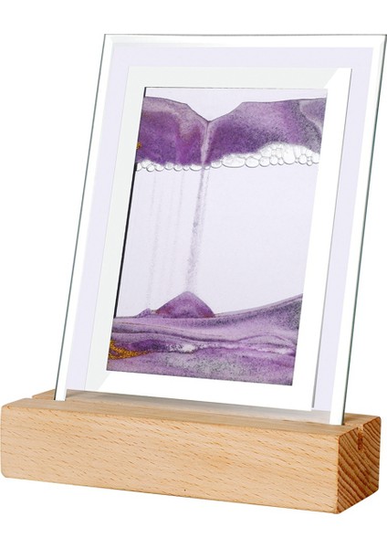 Kum Sanat Hareketli Gece Lambası Zanaat Quicksand 3D Peyzaj Akan Kumlu Resim Kum Saati Hediye LED Masa Lambası, Mor (Yurt Dışından)