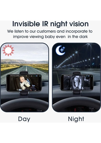 Wifi Bebek Bez Monitörü Bebek Arka Koltuk Kablosuz Izleme Kamerası 360 ° Dönen Gece Görüş (Yurt Dışından) indirimleri