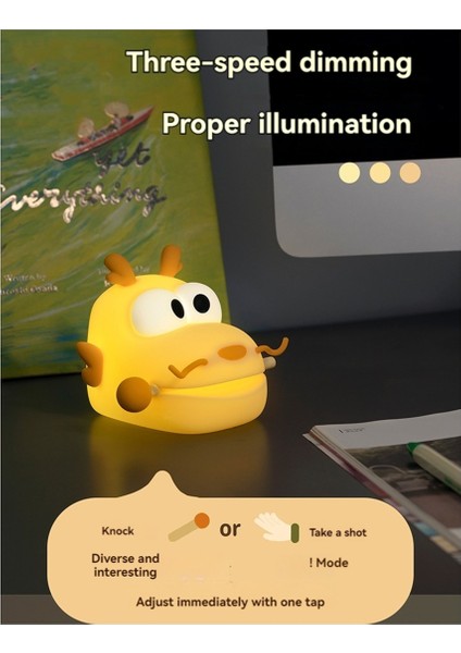 Longbao Ahşap Balık Gece Lambası USB Şarj Üç Vitesli Ayarlanabilir Pat Lamba Sevimli Çizgi Film Eğlenceli Süs Silikon Lamba (Yurt Dışından) indirimleri