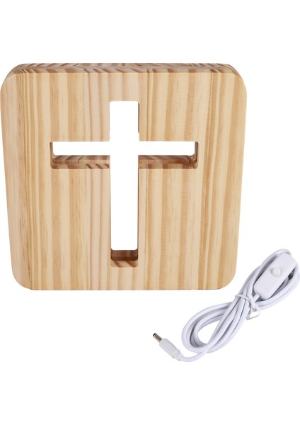 3D LED Lamba Gece Işık USB Masa Masa Masa Lambaları Hıristiyanlık Haç Zanaatları Hediye Ev Dekorasyon Ahşap Çapraz (Yurt Dışından) fiyatları