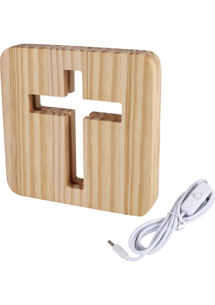 3D LED Lamba Gece Işık USB Masa Masa Masa Lambaları Hıristiyanlık Haç Zanaatları Hediye Ev Dekorasyon Ahşap Çapraz (Yurt Dışından) modelleri