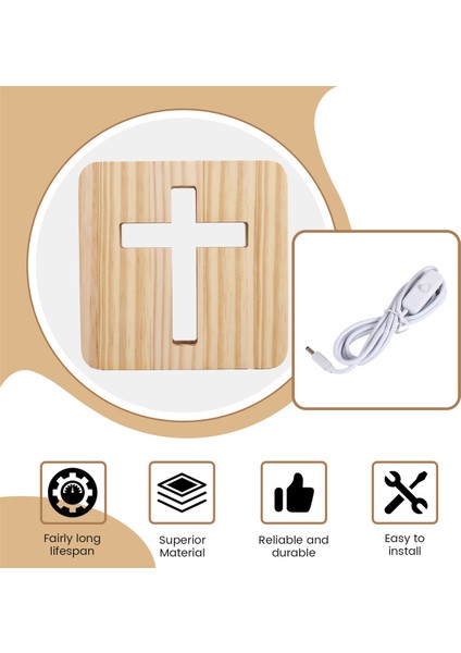 3D LED Lamba Gece Işık USB Masa Masa Masa Lambaları Hıristiyanlık Haç Zanaatları Hediye Ev Dekorasyon Ahşap Çapraz (Yurt Dışından) fırsatları