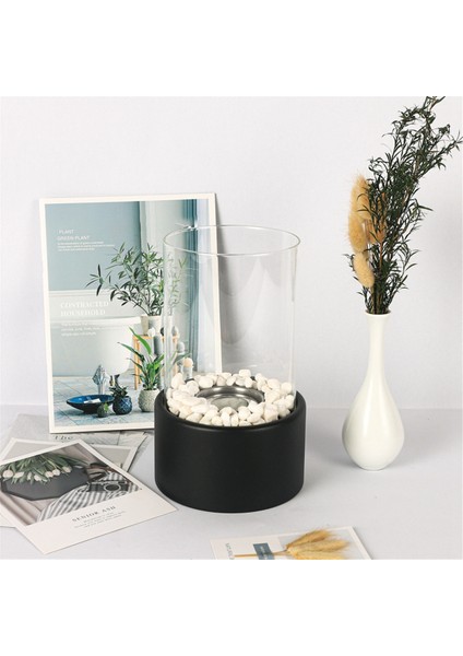 Alkol Şömine Işığı, Paslanmaz Çelik Cam Gerçek Ateş Isıtma, Yuvarlak Cam Süslemeler, Atmosfer Açık Siyah S (Yurt Dışından) fırsatları