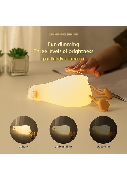 Yalan Düz Ördek Gece Işığı, LED Ördek Lambası, Sevimli Hafif Ördek, Silikon Dimmabable Kreş Gece Işığı (Yurt Dışından) fırsatları