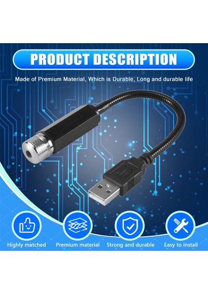 Araba LED Yıldızlı Gökyüzü Işıkları Araba Iç Atmosfer Tavan Gecesi Yıldız Işık Lambası USB Atmosher Işıklar (Mavi) (Yurt Dışından) fırsatları