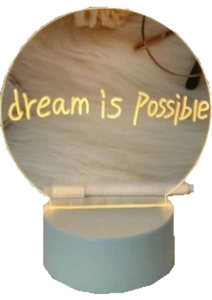 Şeffaf LED Gece Işık USB Gece Işığı Silinebilir Yazma Kurulu Masaüstü Dekorasyon Yuvarlak (Yurt Dışından)