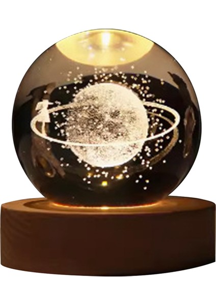 Sevgililer Günü Hediyesi Galaxy Kristal Top Lambası 3D Planet Moon Lamba USB LED Gece Işığı, F (Yurt Dışından) indirimleri
