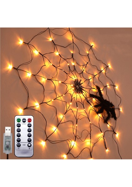 Cadılar Bayramı Örümcek Web Lights USB 8 Mod Örümcek Web Duvar Net Işıklar Korkunç Cadılar Bayramı Dekorasyon Çelenk, A (Yurt Dışından)