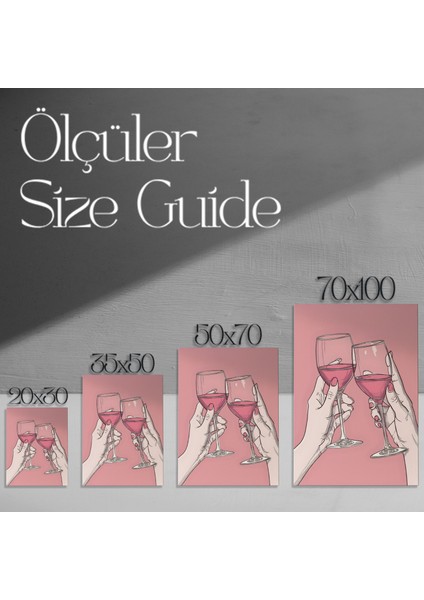 Pembe Tonlarda Şarap Kadehleri İllüstrasyon Tablosu modelleri