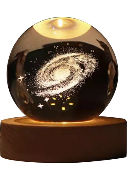 Sevgililer Günü Hediyesi Galaxy Kristal Top Lambası 3D Planet Moon Lamba USB LED Gece Işığı, D (Yurt Dışından) indirimleri