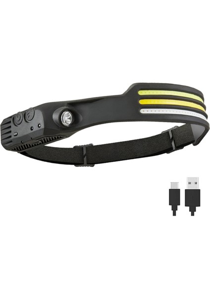 2pcs El Süpürme Sensörü Kafa Işık Kobu LED El Feneri USB Şarj Edilebilir Kamp Balıkçılık Iş Kafası Işık, B (Yurt Dışından)