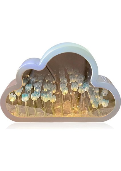 Bulut-Mirror Gece Işık El Yapımı Diy Lale Kız Oturma Odası Gece Işık Küçük Ayna Masaüstü Işık Yayan Süsler-E (Yurt Dışından) fırsatları