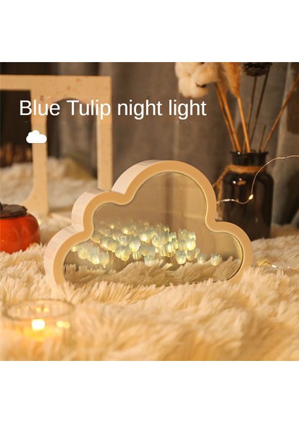 Bulut-Mirror Gece Işık El Yapımı Diy Lale Kız Oturma Odası Gece Işık Küçük Ayna Masaüstü Işık Yayan Süsler-E (Yurt Dışından) indirimleri