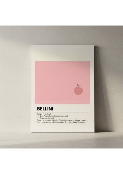 Minimalist Şeftali Bellini Kokteyl İllüstrasyonu Tablosu fiyatları