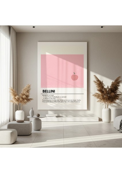 Minimalist Şeftali Bellini Kokteyl İllüstrasyonu Tablosu fırsatları