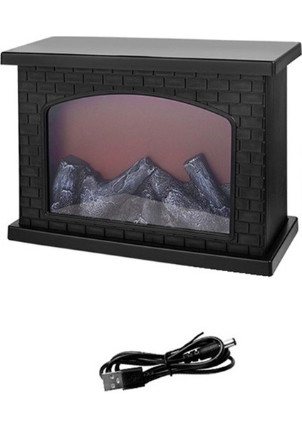 Simüle Edilmiş Alev Lambası Gece Lambası Retro Atmosfer Dekorasyon Şömine Lambası Avrupa Tarzı Süslemeler Kare (Yurt Dışından)