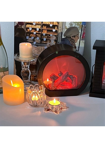 Simüle Edilmiş Alev Lambası Gece Lambası Retro Atmosfer Dekorasyon Şömine Lambası Avrupa Tarzı Süslemeler Kare (Yurt Dışından) modelleri