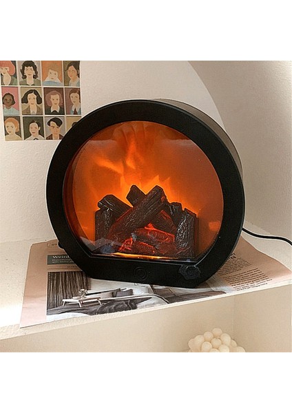 Simüle Edilmiş Alev Lambası Gece Lambası Retro Atmosfer Dekorasyon Şömine Lambası Avrupa Tarzı Süslemeler Kare (Yurt Dışından) indirimleri