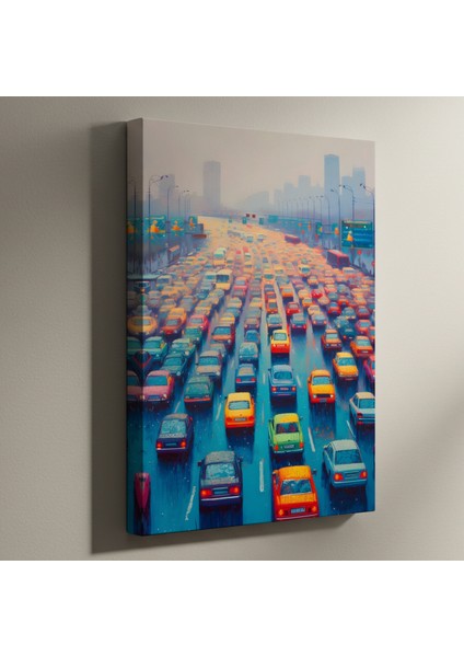 Modern Trafik Akışı Yağlıboya Tablosu