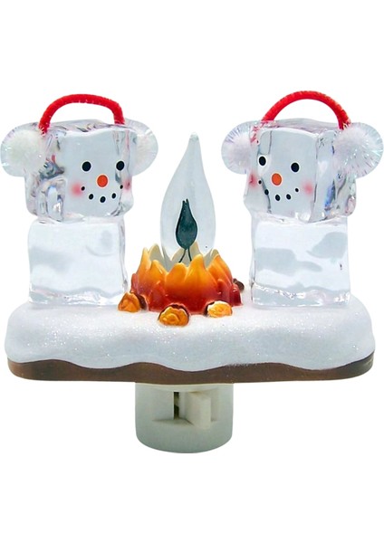 Snowmans Campfire Ticaret Gece Işık Hayalet Kamp Ateşi Titreşen 3D LED Gece Işığı Cadılar Bayramı Iç Mekan Dekoru Fiş Fiş (Yurt Dışından)