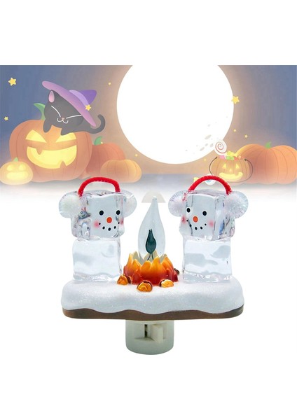 Snowmans Campfire Ticaret Gece Işık Hayalet Kamp Ateşi Titreşen 3D LED Gece Işığı Cadılar Bayramı Iç Mekan Dekoru Fiş Fiş (Yurt Dışından) fiyatları