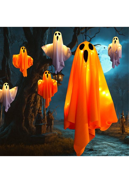 Cadılar Bayramı Dekorasyon LED Asma Lamba Parlayan Beyaz Hayalet Korku Iç Mekan Düzeni Atmosfer Lambası (Yurt Dışından) fiyatları