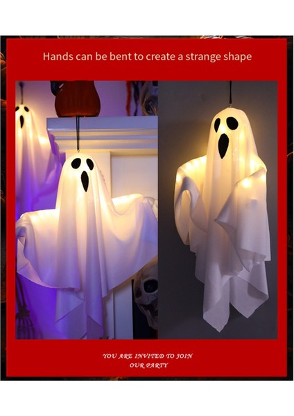 Cadılar Bayramı Dekorasyon LED Asma Lamba Parlayan Beyaz Hayalet Korku Iç Mekan Düzeni Atmosfer Lambası (Yurt Dışından) fırsatları